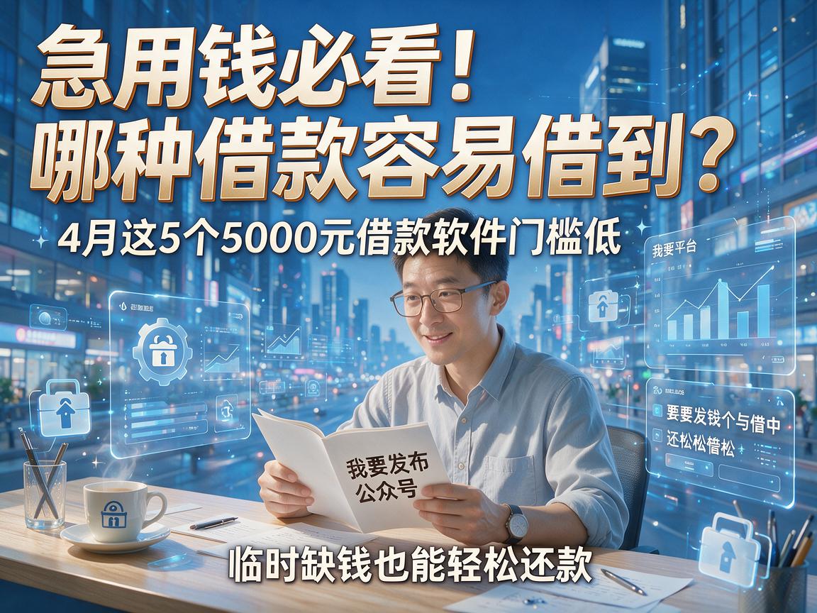 急用钱必看！哪种借款容易借到？4月这5个5000元借款软件门槛低，临时缺钱也能轻松还款