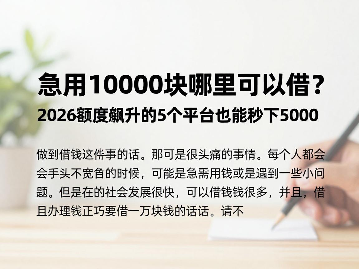 急用10000块哪里可以借？2026额度飙升的5个平台也能秒下5000
