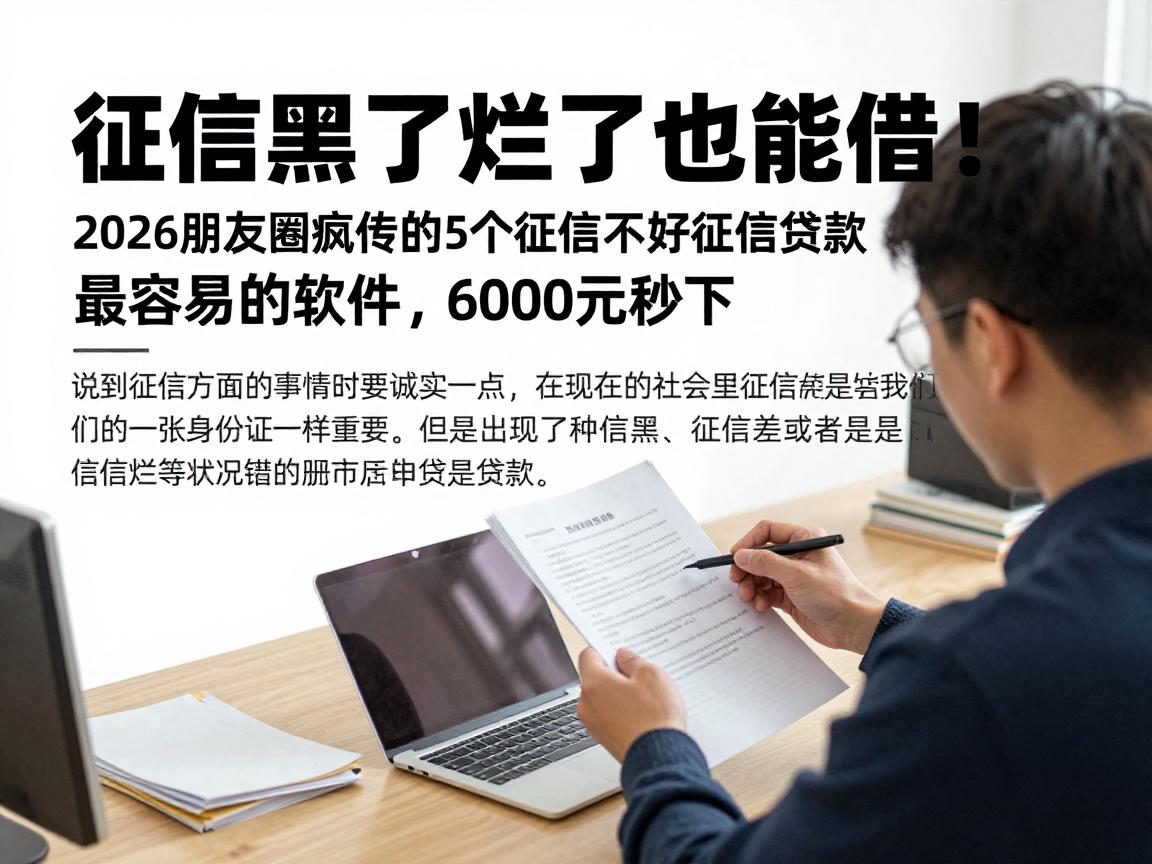 征信黑了烂了也能借！2026朋友圈疯传的5个征信不好手机贷款最容易的软件，6000元秒下