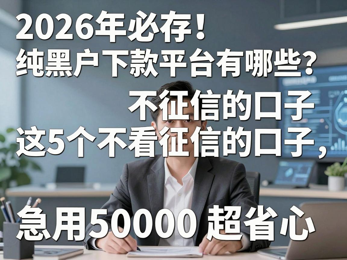 2026年必存！纯黑户下款平台有哪些？这5个不看征信的口子，急用50000超省心