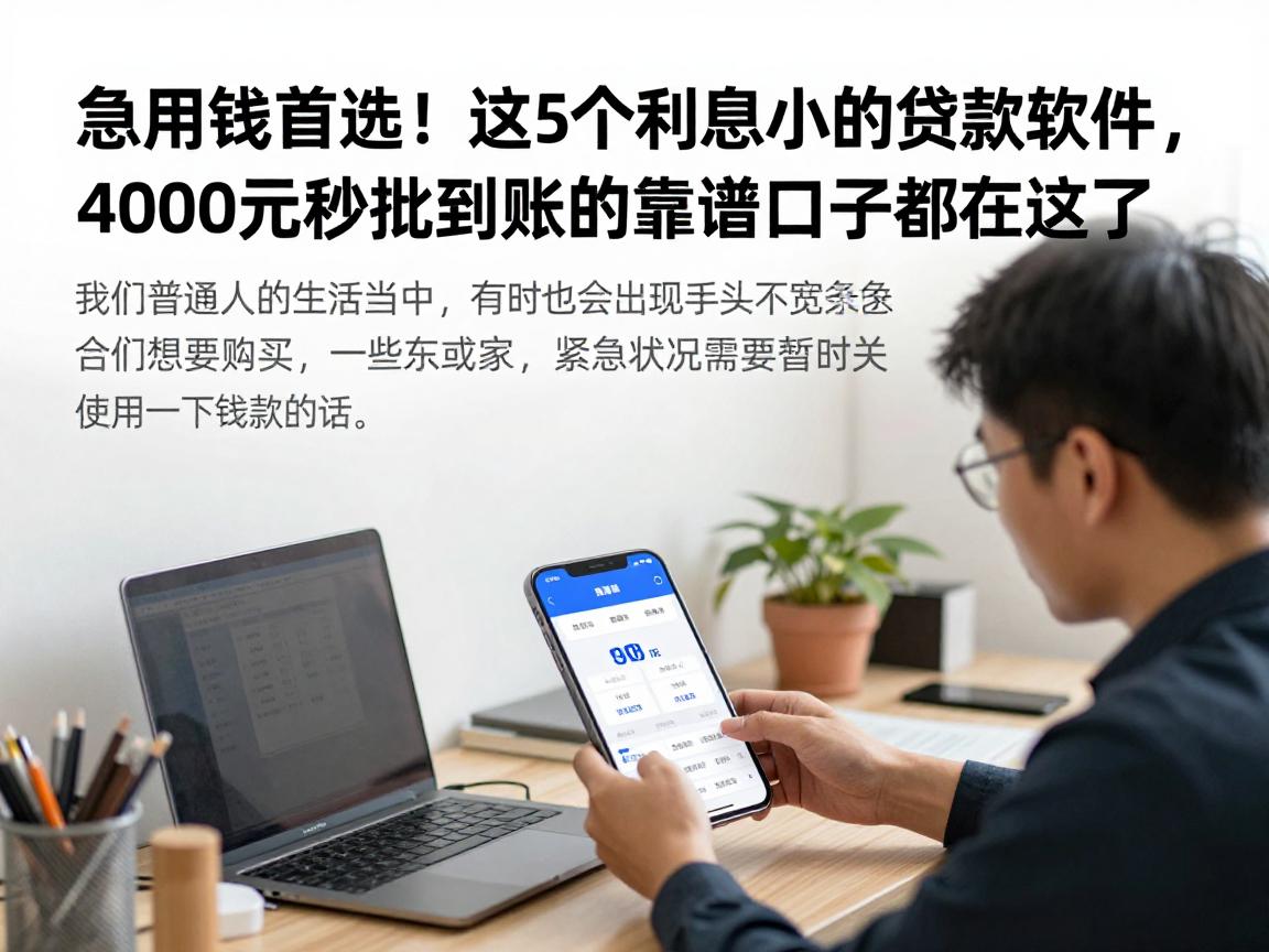 急用钱首选！这5个利息小的贷款软件，4000元秒批到账的靠谱口子都在这了