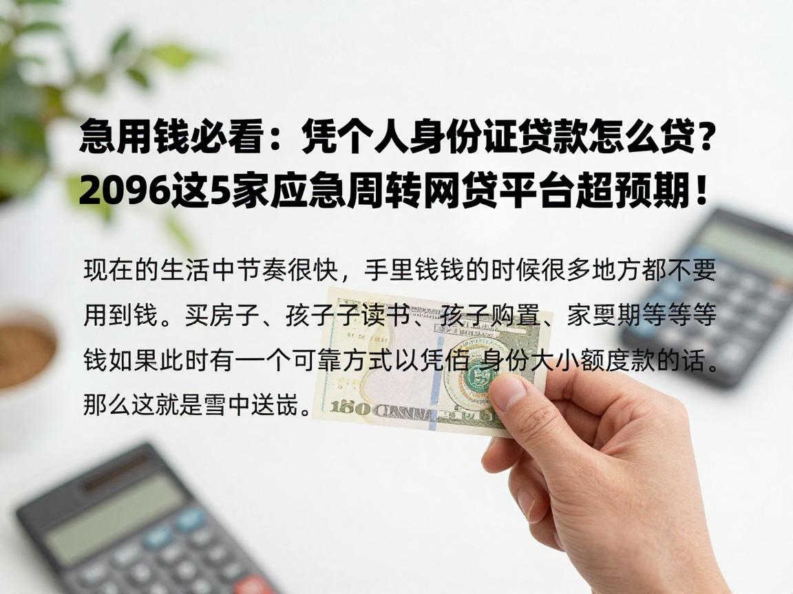 急用钱必看：凭个人身份证小额贷款怎么贷？2026这5家应急周转网贷平台超预期！