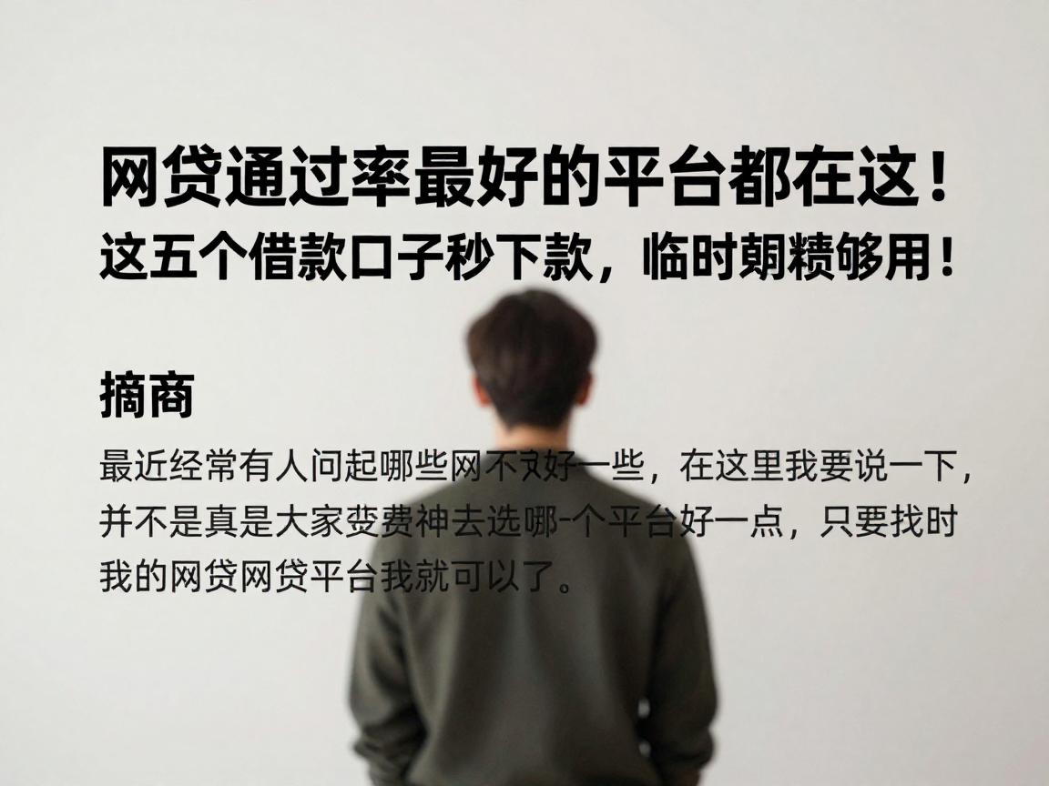 网贷通过率最好的平台都在这！这五个借款口子秒下款，临时周转够用！