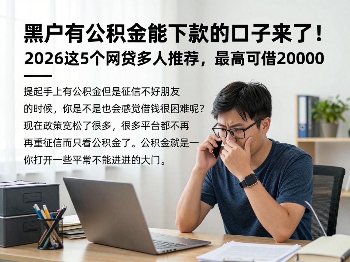 黑户有公积金能下款的口子来了！2026这5个网贷多人推荐，最高可借20000