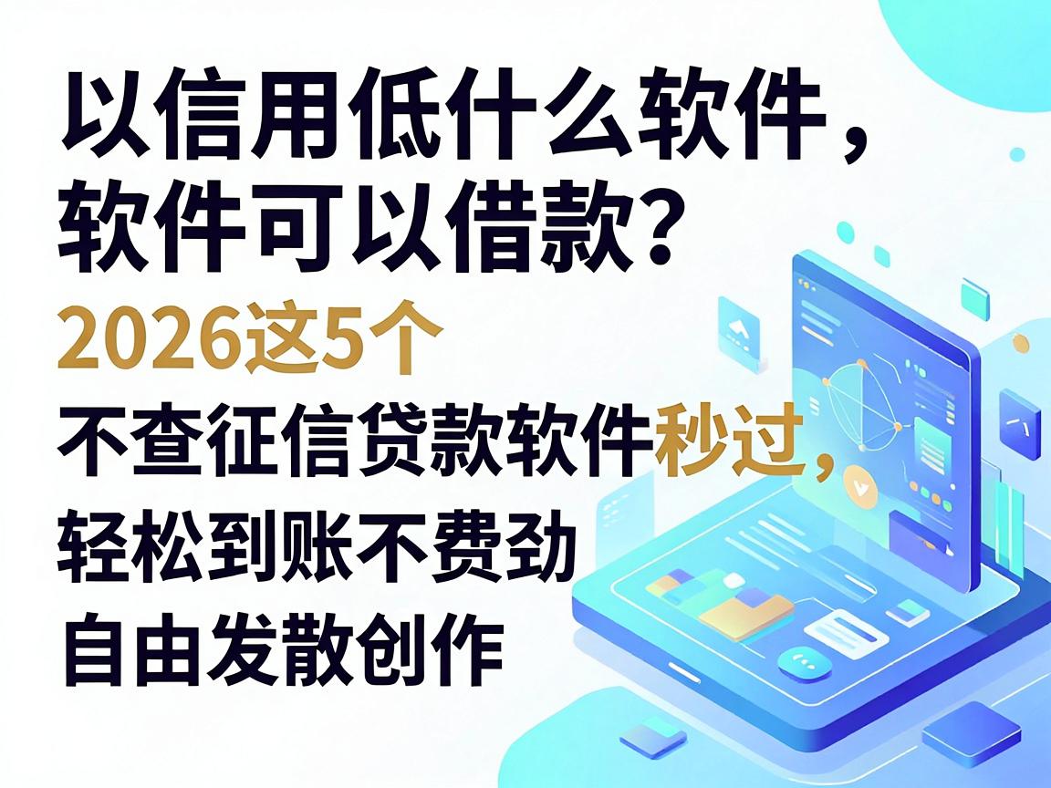 信用低什么软件可以借款?2026这5个不查征信贷款软件秒过,轻松到账不费劲