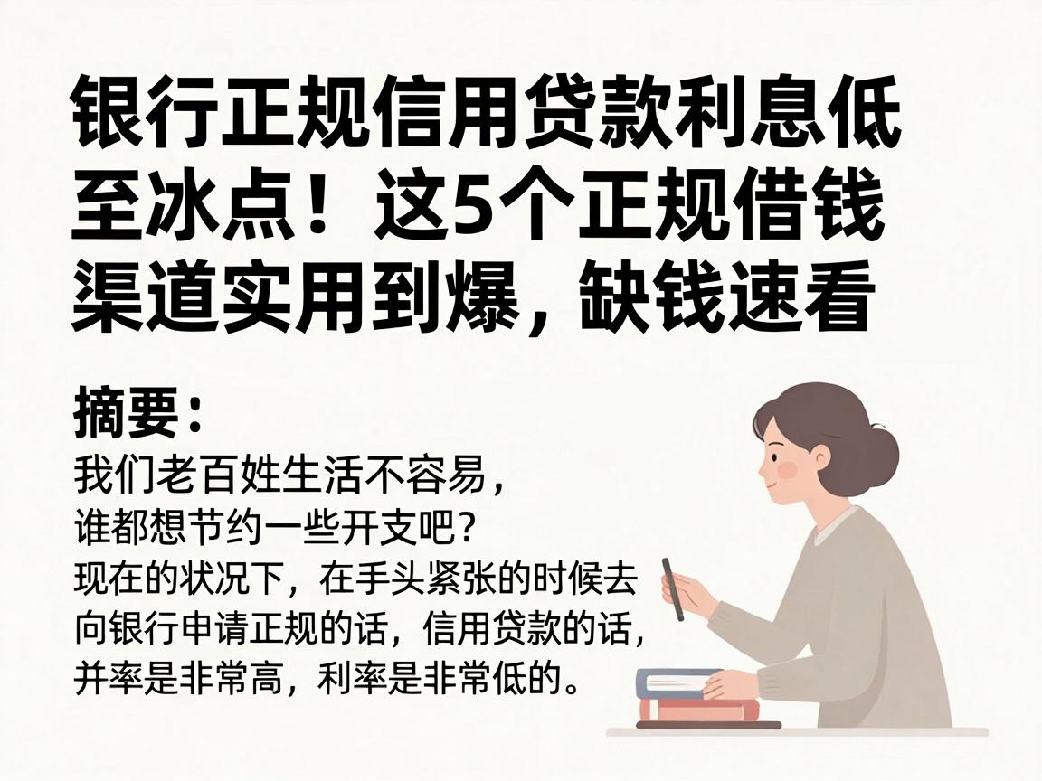 银行正规信用贷款利息低至冰点！这5个正规借钱渠道实用到爆，缺钱速看