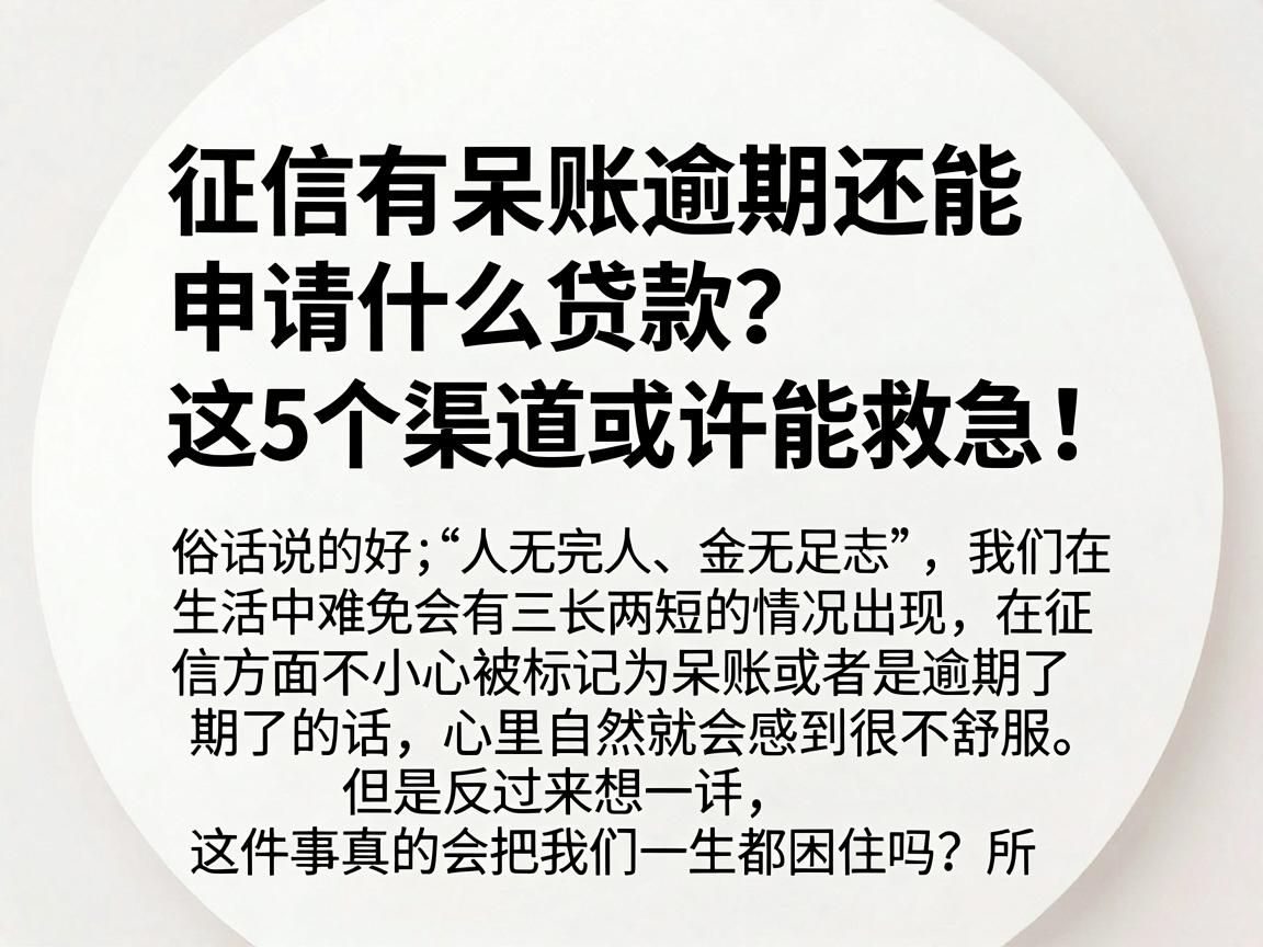 征信有呆账逾期还能申请什么贷款？这5个渠道或许能救急！