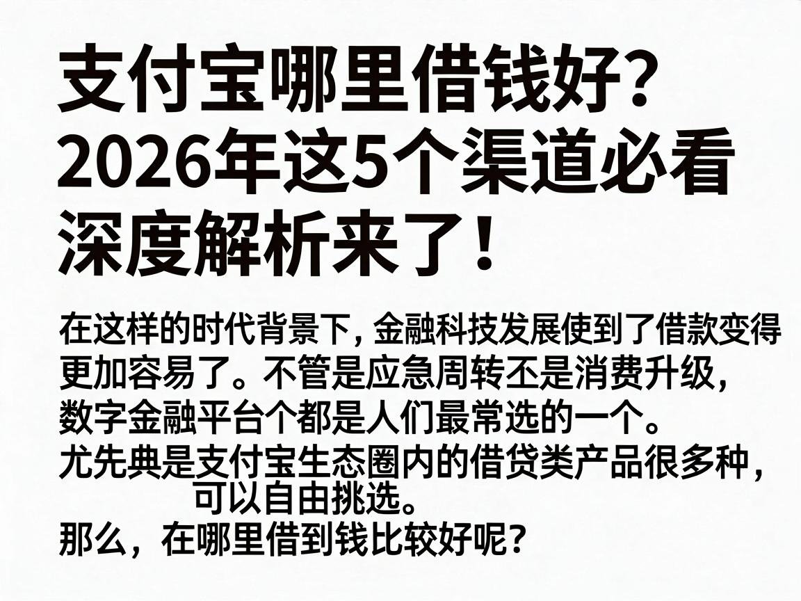 支付宝哪里借钱好？2026年这5个渠道必看，深度解析来了！
