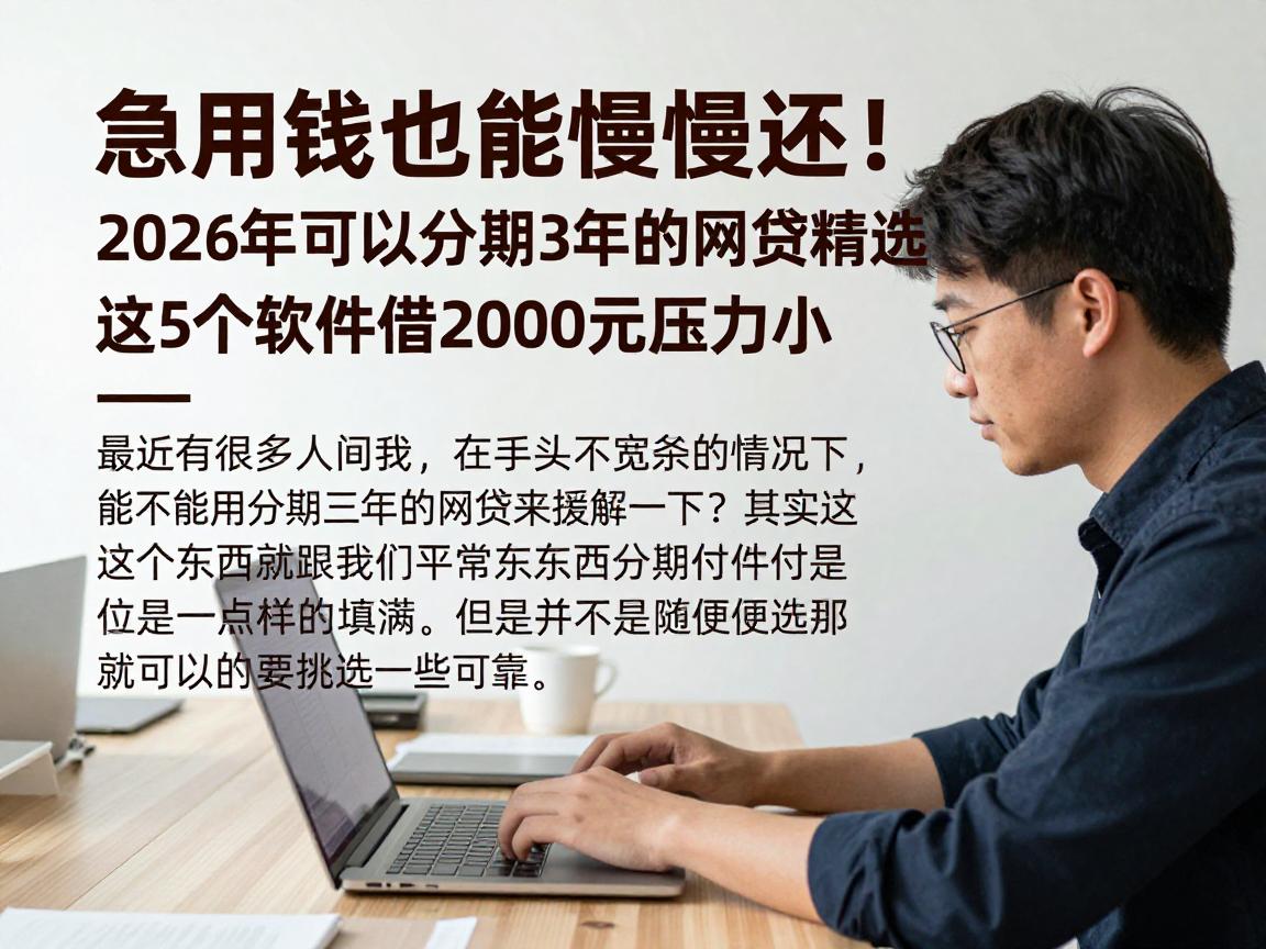 急用钱也能慢慢还！2026年可以分期3年的网贷精选，这5个软件借2000元压力小
