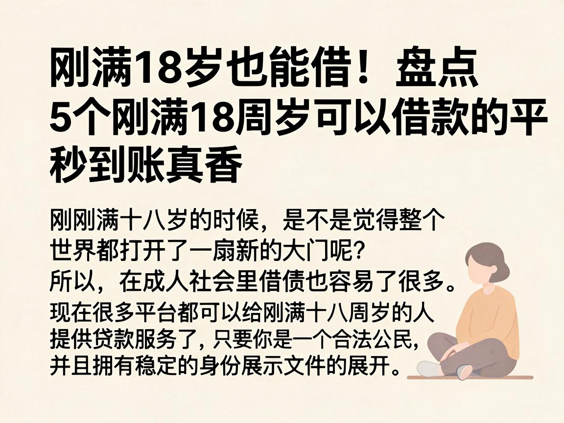 刚满18岁也能借！盘点5个刚满18周岁可以借款的平台，秒到账真香