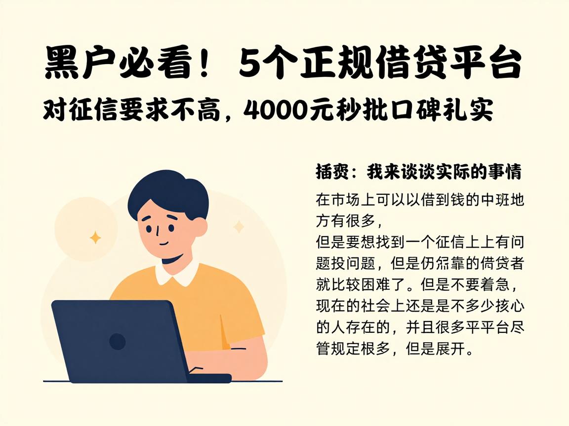 黑户必看！这5个正规借贷平台对征信要求不高，4000元秒批口碑扎实