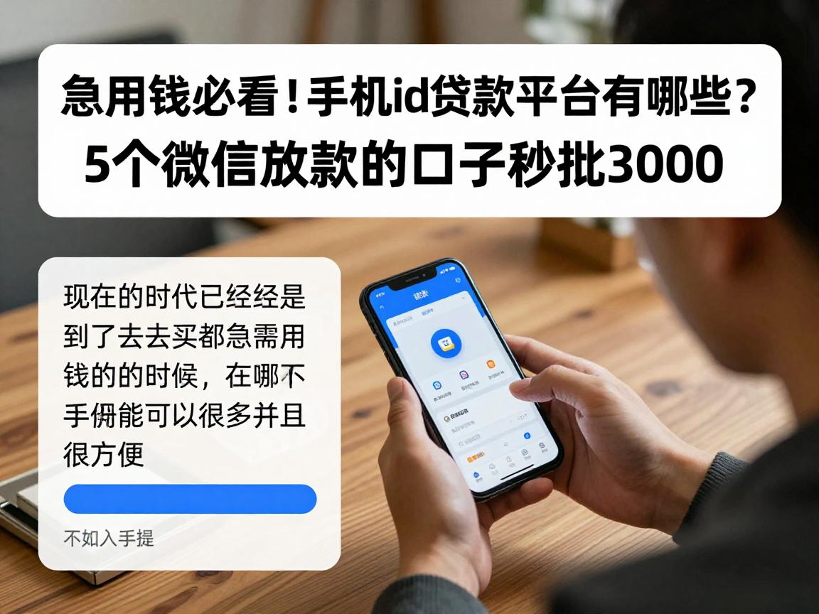 急用钱必看！手机id贷款平台有哪些？5个微信放款的口子秒批3000