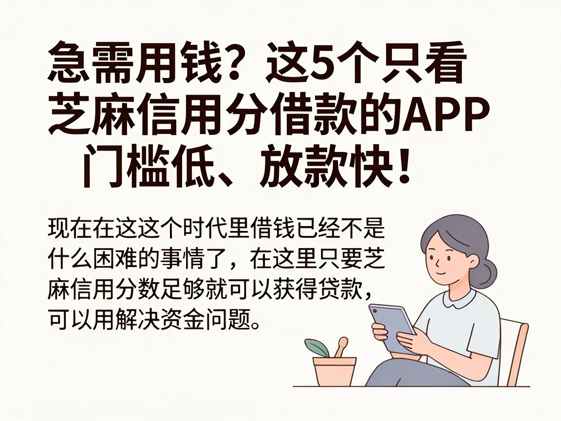 急需用钱？这5个只看芝麻信用分借款的APP，门槛低、放款快！