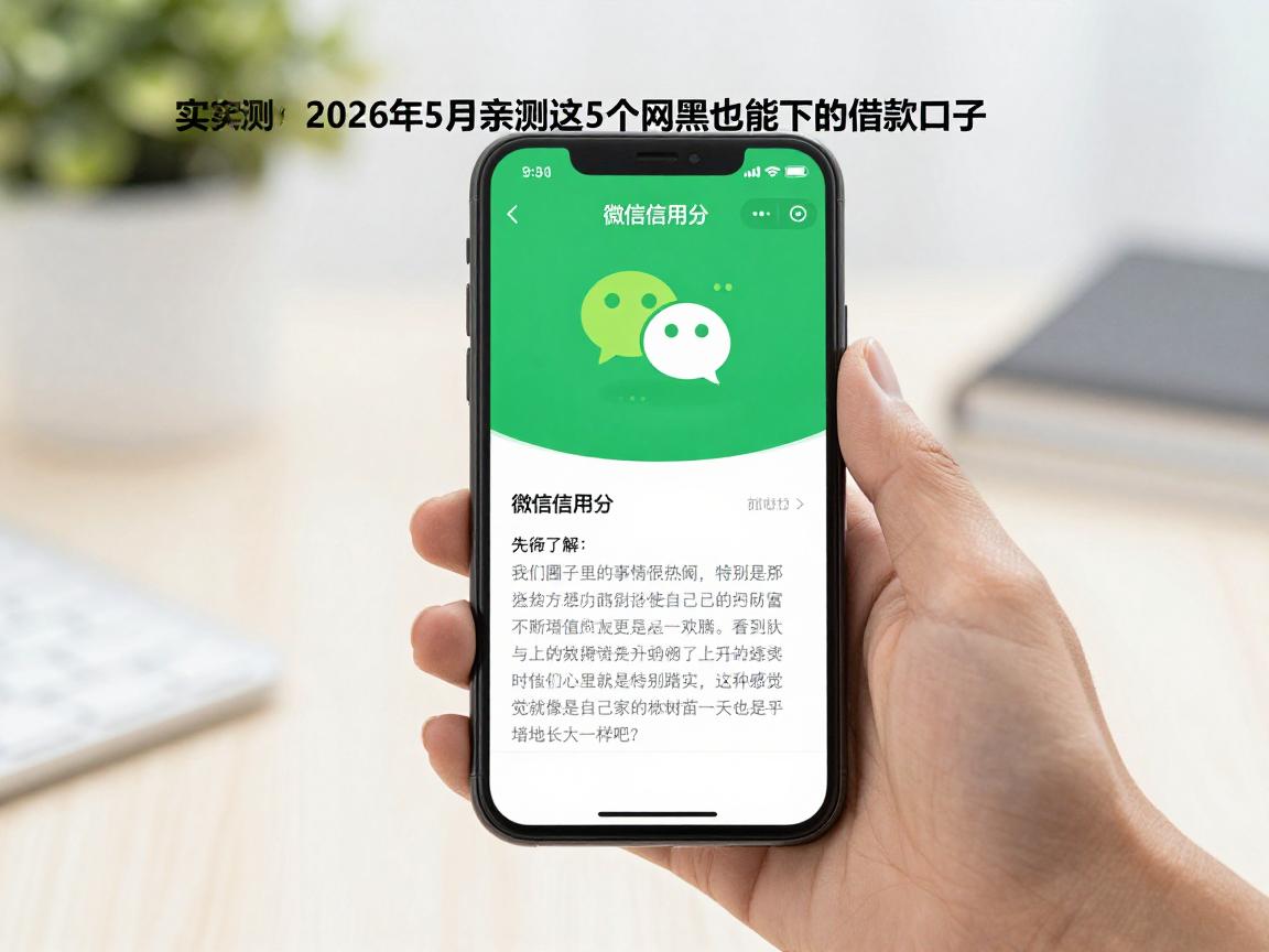 微信信用分借钱app实测：2026年5月亲测这5个网黑也能下的借款口子