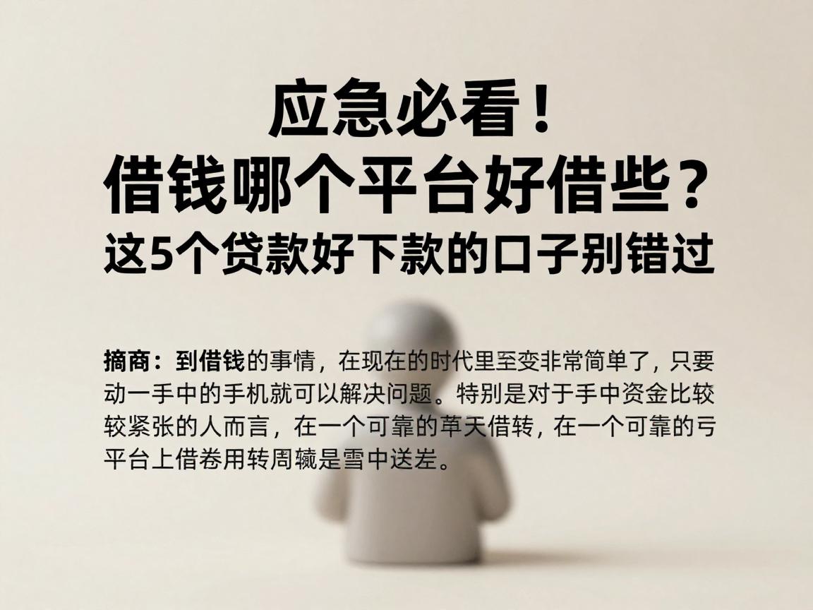 应急必看！借钱哪个平台好借些？这5个贷款好下款的口子别错过