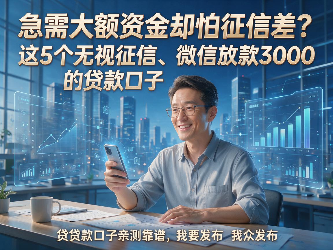 急需大额资金却怕征信差？这5个无视征信、微信放款3000的贷款口子亲测靠谱！