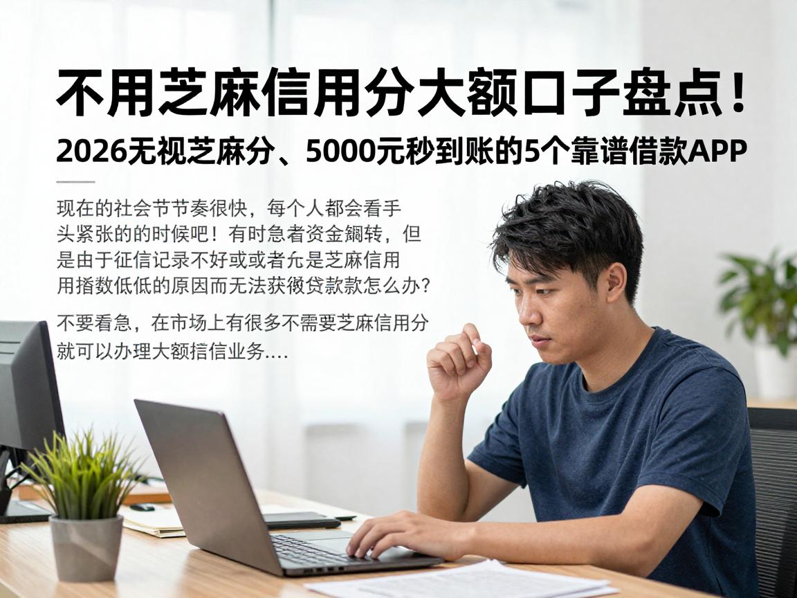 不用芝麻信用分大额口子盘点！2026无视芝麻分、5000元秒到账的5个靠谱借款APP