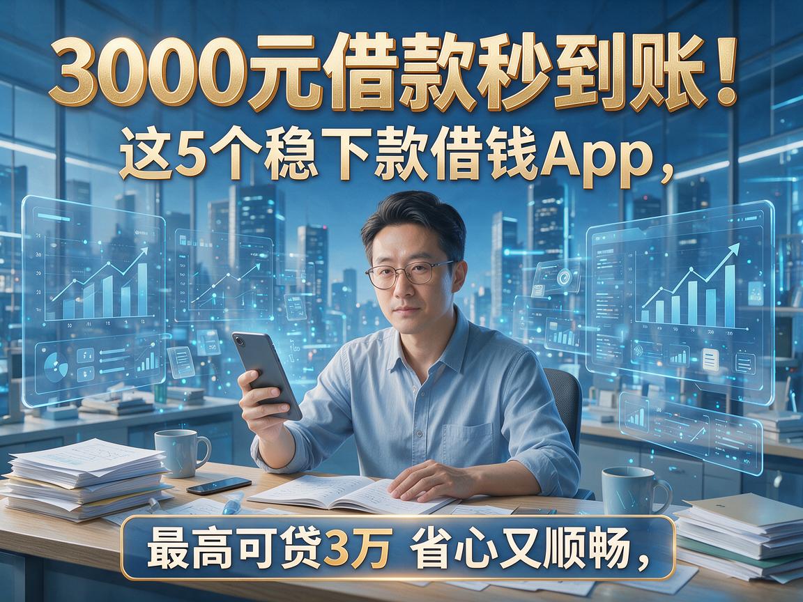 3000元借款秒到账！这5个稳下款借钱App，最高可贷3万省心又顺畅