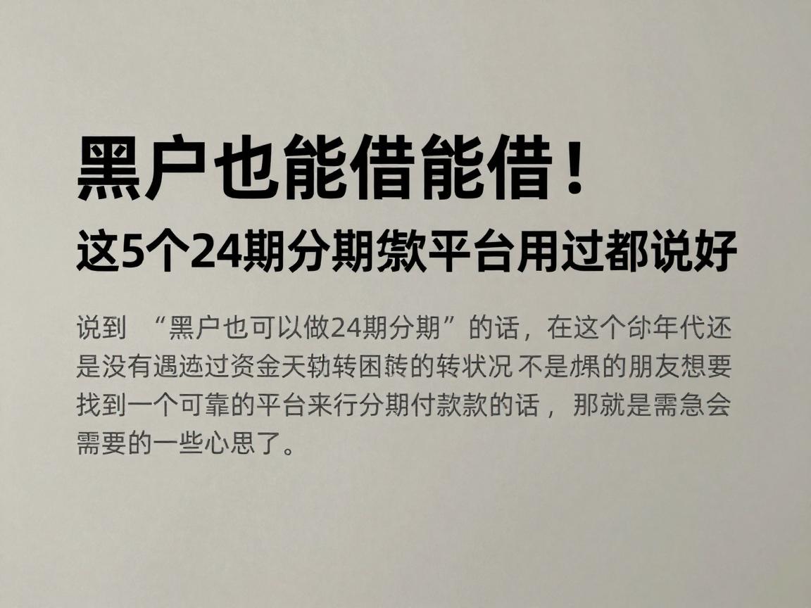 黑户也能借！这5个24期分期贷款平台用过都说好，速来全面筛选