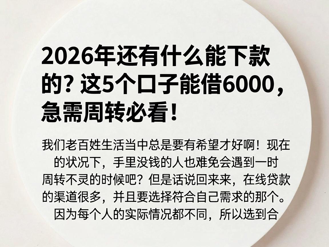 2026年还有什么能下款的？这5个口子能借6000，急需周转必看！