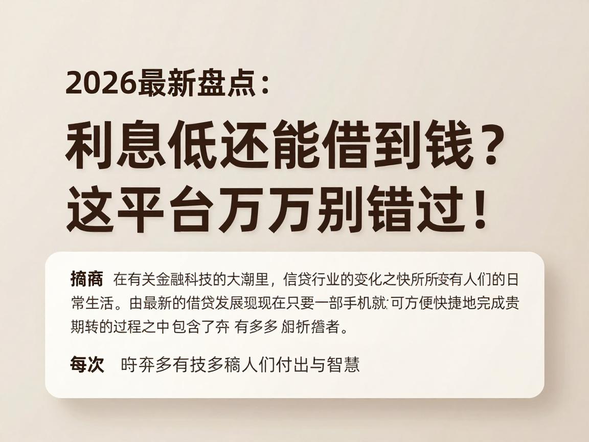 2026最新盘点：利息低还能借到钱？这5个2000元借款平台千万别错过！