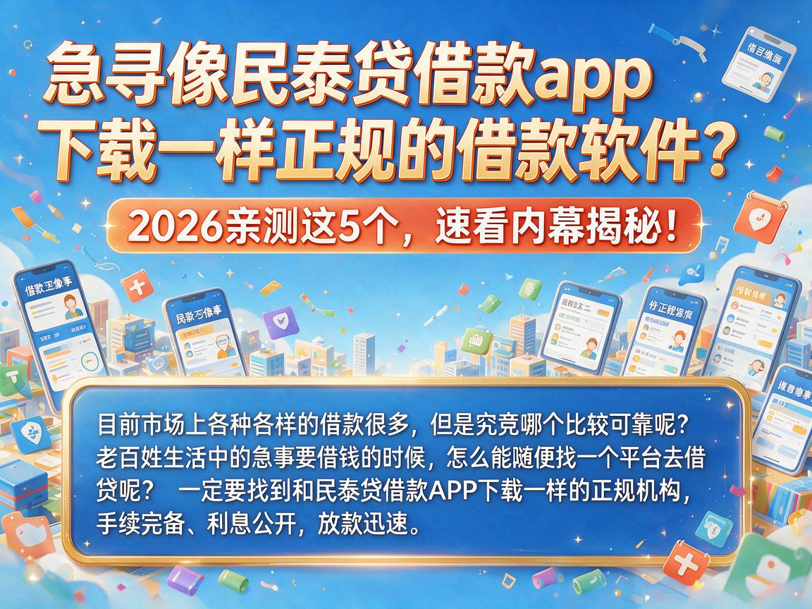 急寻像民泰贷借款app下载一样正规的借款软件？2026亲测这5个，速看内幕揭秘！