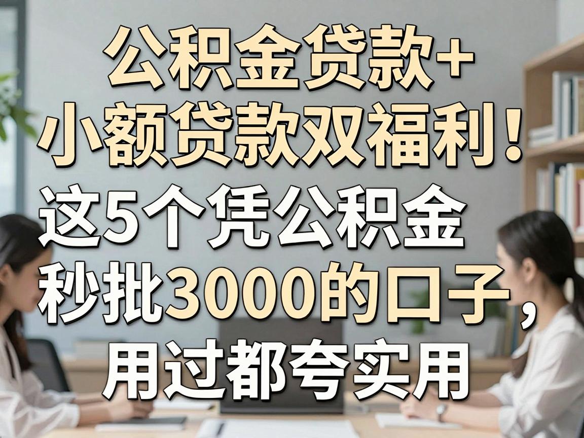 公积金贷款+小额贷款双福利！这5个凭公积金秒批3000的口子，用过都夸实用
