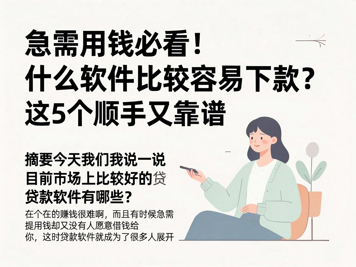 急需用钱必看！什么软件比较容易下款？这5个顺手又靠谱