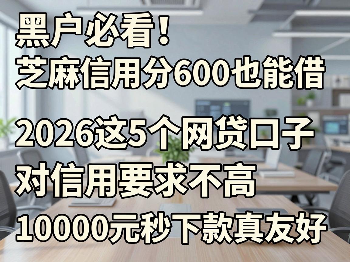 黑户必看！芝麻信用分600也能借，2026这5个网贷口子对信用要求不高，10000元秒下款真友好
