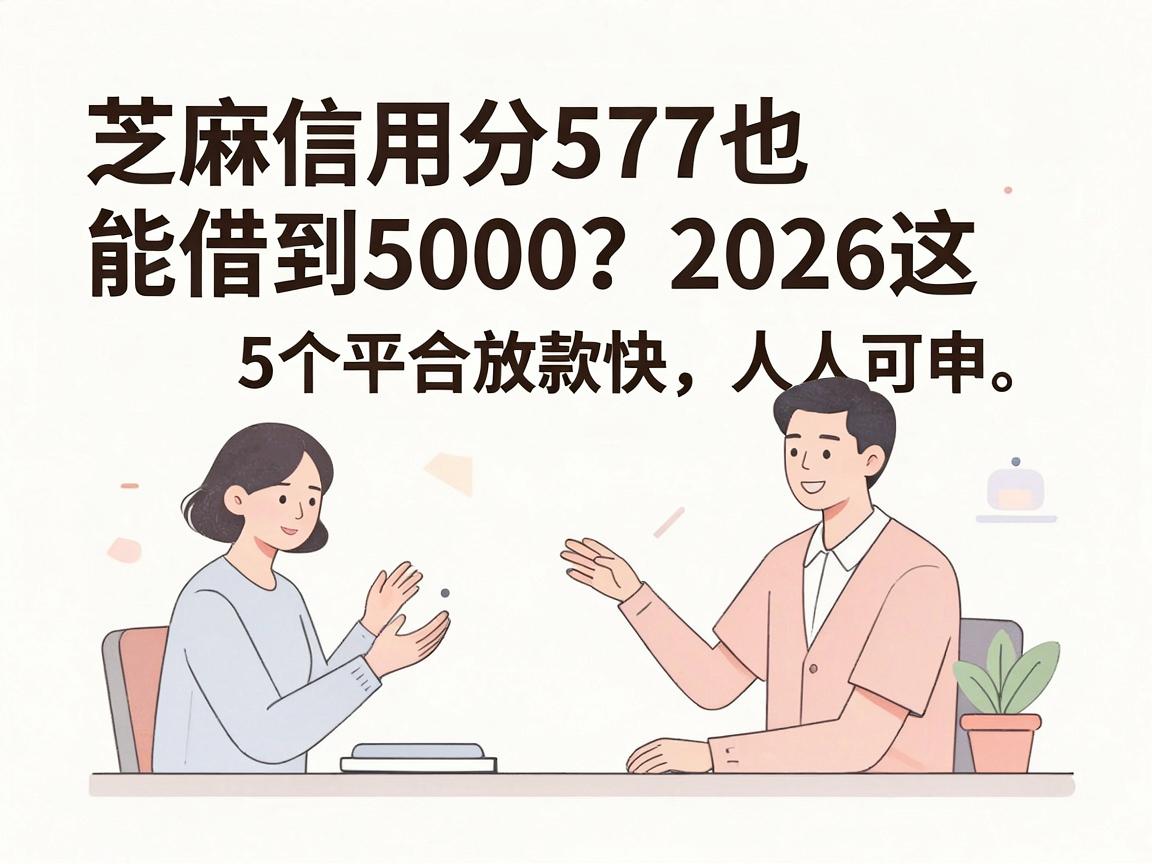 芝麻信用分577也能借到5000？2026这5个平台放款快、人人可申