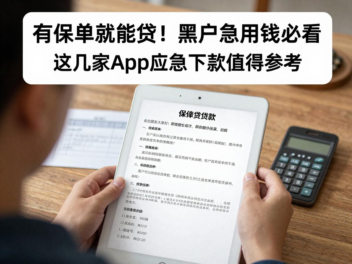有保单就能贷！黑户急用钱必看，这几家App应急下款值得参考