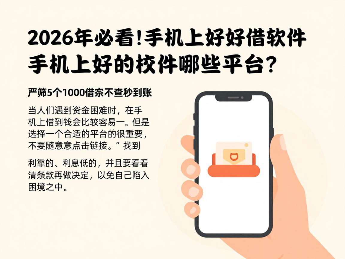 2026年必看！手机上好的借钱软件有哪些平台？严筛5个1000借款不查秒到账