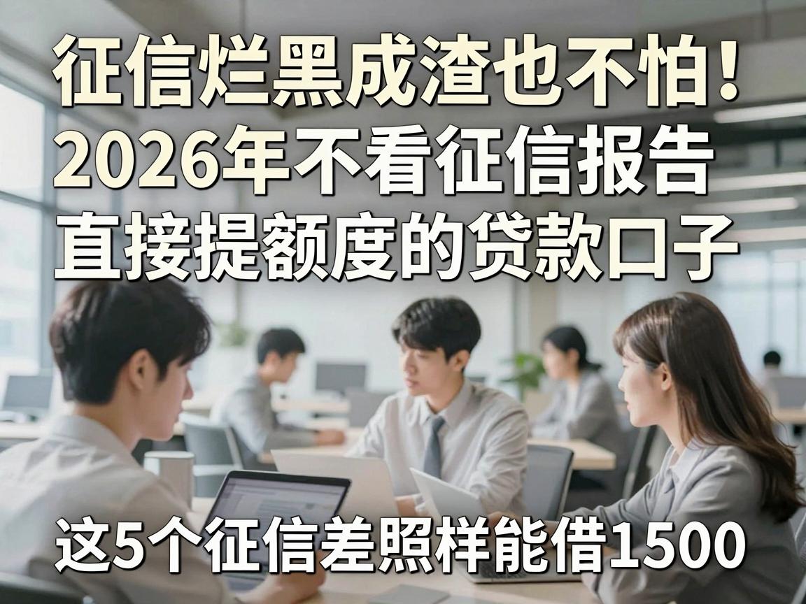 征信烂黑成渣也不怕！2026年不看征信报告直接提额度的贷款口子，这5个征信差照样能借1500！