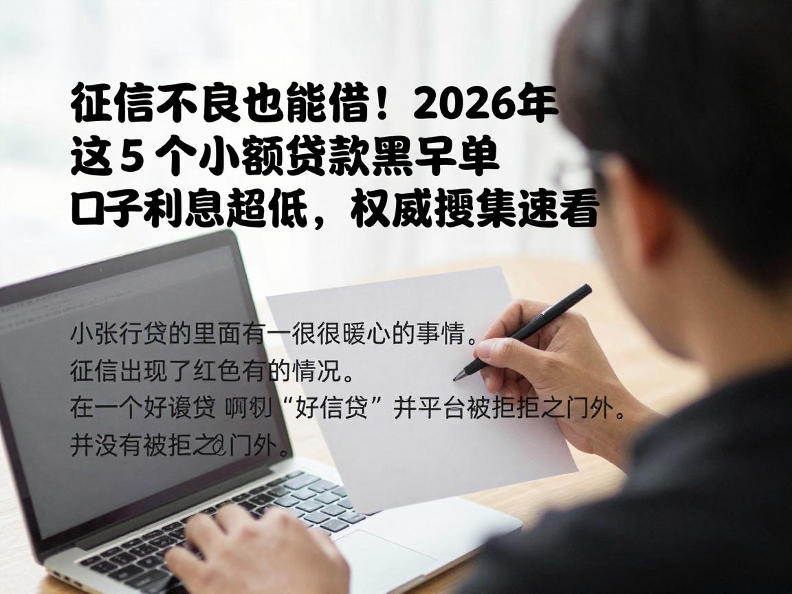 征信不良也能借！2026年这5个小额贷款黑名单口子利息超低，权威搜集速看