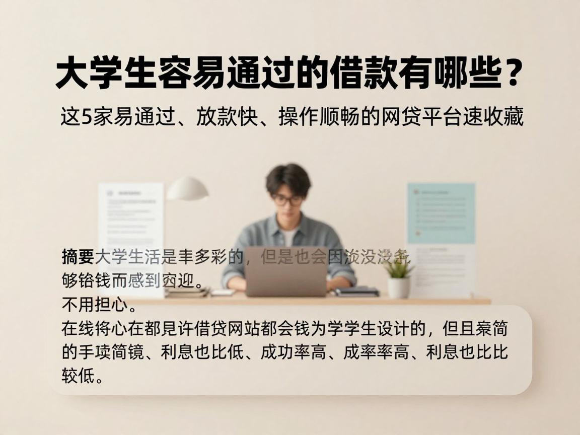 大学生容易通过的借款有哪些？这5家易通过、放款快、操作顺畅的网贷平台速收藏