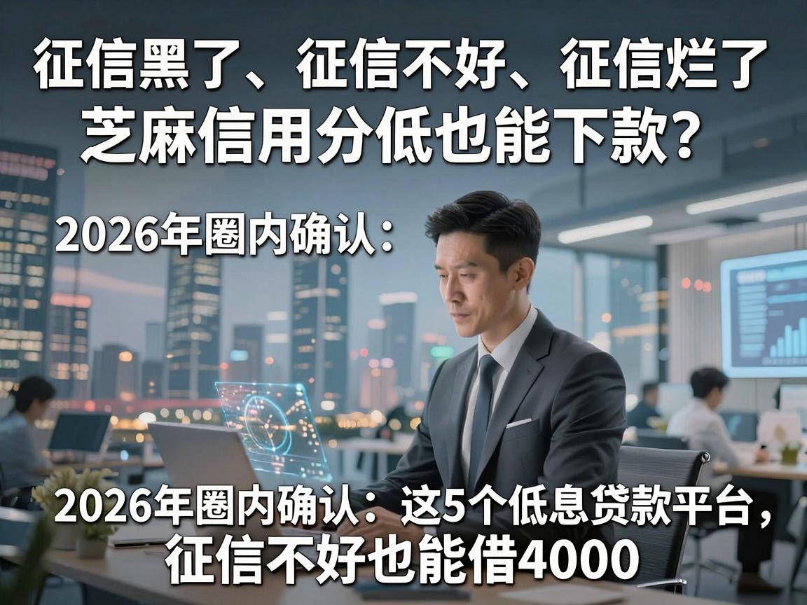 征信黑了、征信不好、征信烂了、芝麻信用分低也能下款？2026年圈内确认：这5个低息贷款平台，征信不好也能借4000！