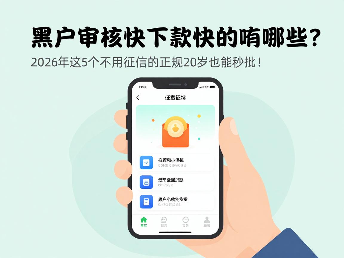 黑户审核快下款快的app有哪些？2026年这5个不用征信的正规小额贷款，20岁也能秒批！