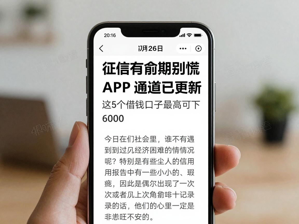 征信有逾期别慌！2026最新征信平台APP通道已更新，这5个借钱口子最高可下6000