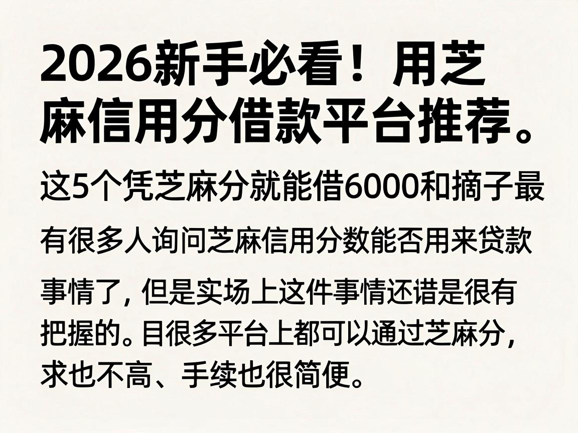 2026新手必看!用芝麻信用分借款平台推荐,这5个凭芝麻分就能借6000