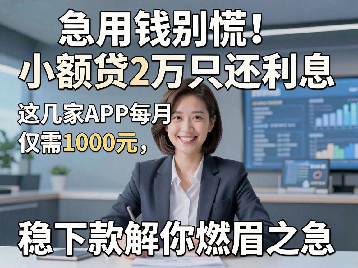 急用钱别慌！小额贷2万只还利息，这几家APP每月仅需1000元，稳下款解你燃眉之急