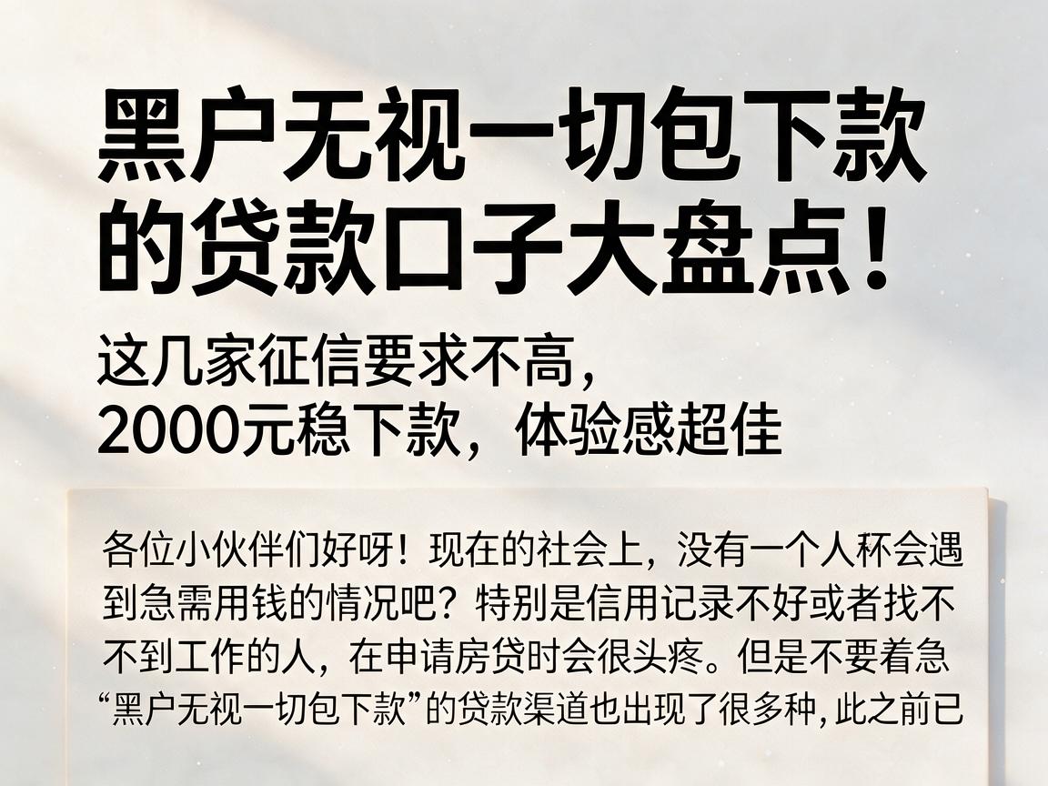 黑户无视一切包下款的贷款口子大盘点！这几家征信要求不高，2000元稳下款，体验感超佳