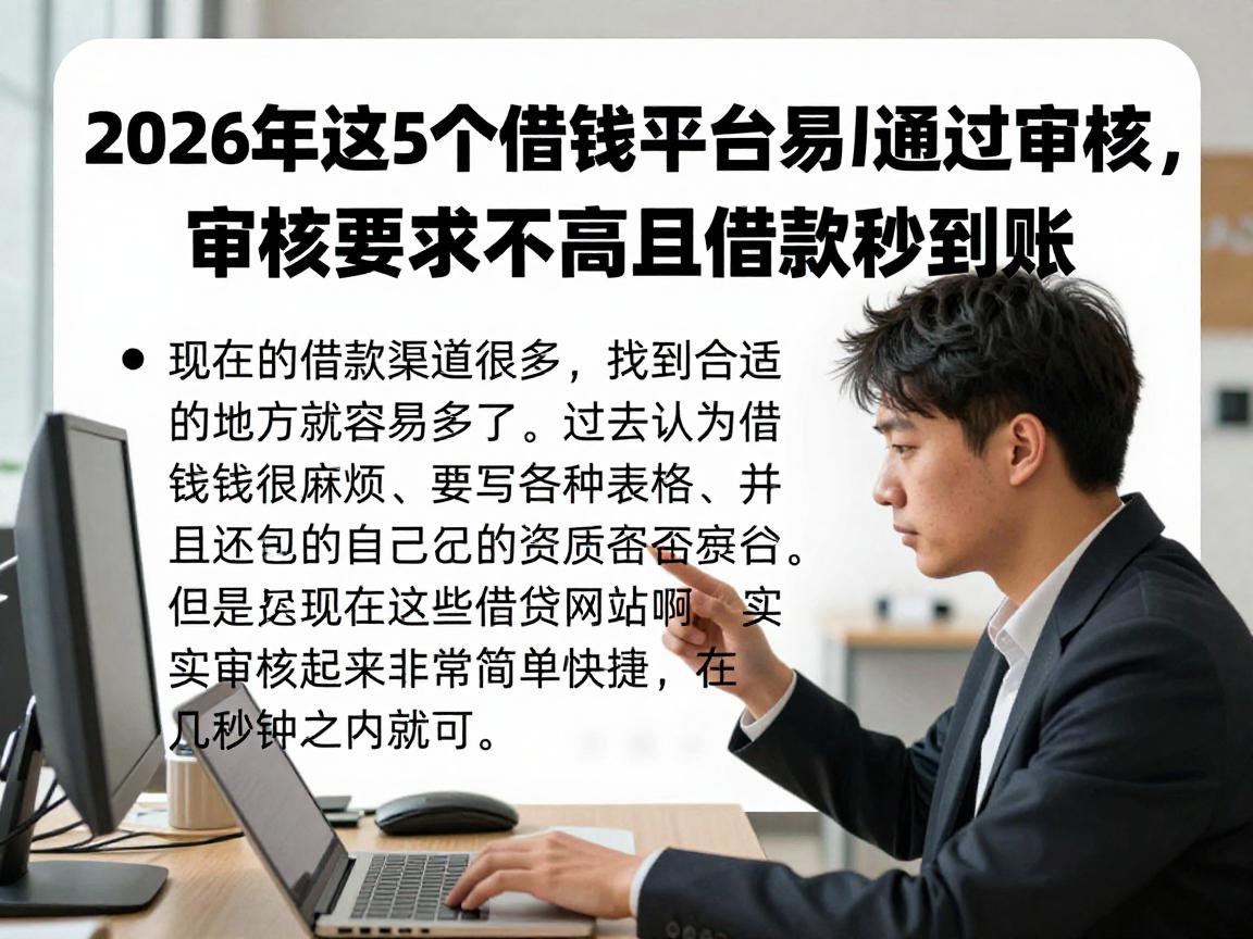 2026年这5个借钱平台容易通过审核，审核要求不高且借款秒到账