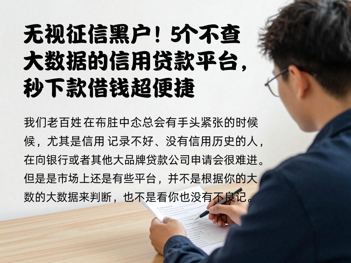 无视征信黑户！5个不查大数据的信用贷款平台，秒下款借钱超便捷
