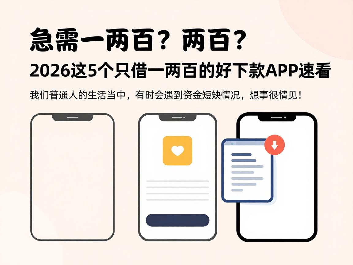 急需一两百？2026这5个只借一两百的好下款APP速看！