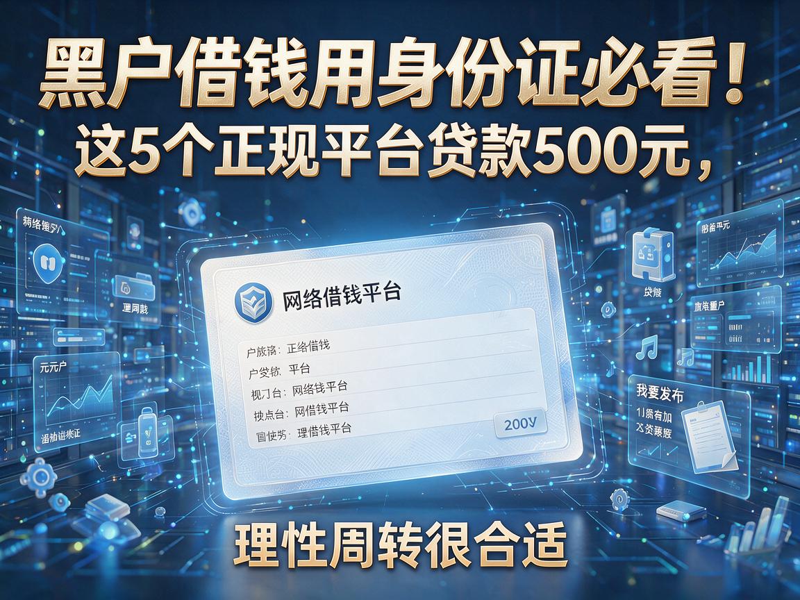 黑户借钱用身份证必看！这5个正规平台贷款500元，理性周转很合适