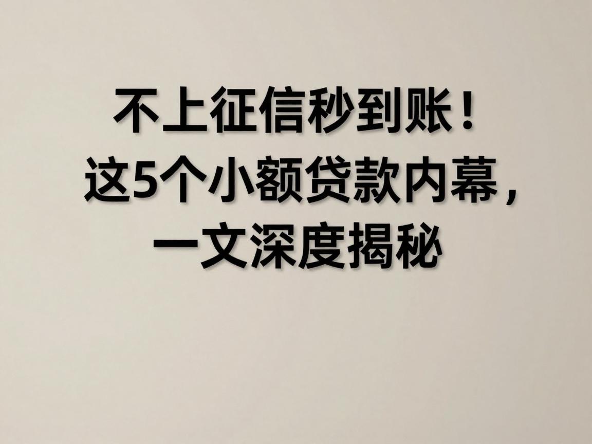 不上征信秒到账！这5个小额贷款内幕，一文深度揭秘