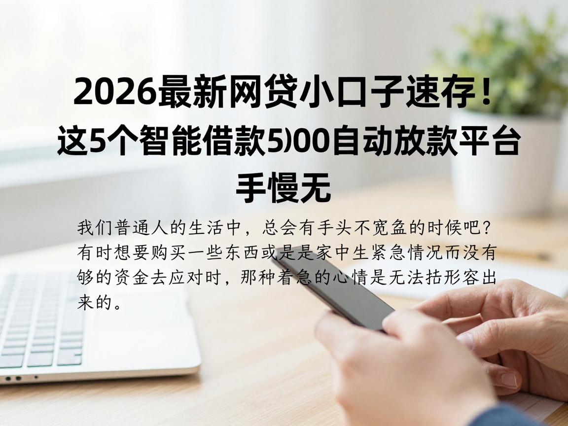 2026最新网贷小口子速存！这5个智能借款5000自动放款平台，手慢无