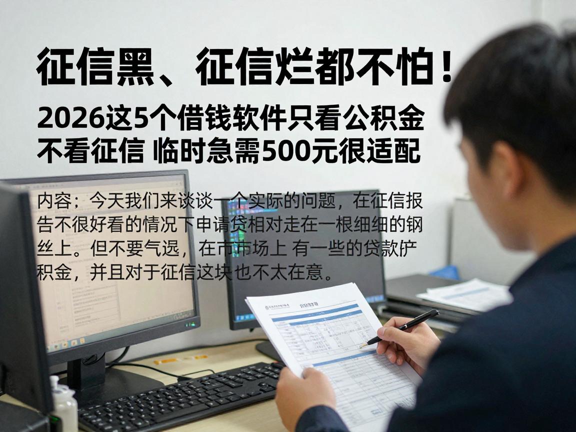 征信黑、征信烂都不怕！2026这5个借钱软件只看公积金不看征信，临时急需5000元很适配