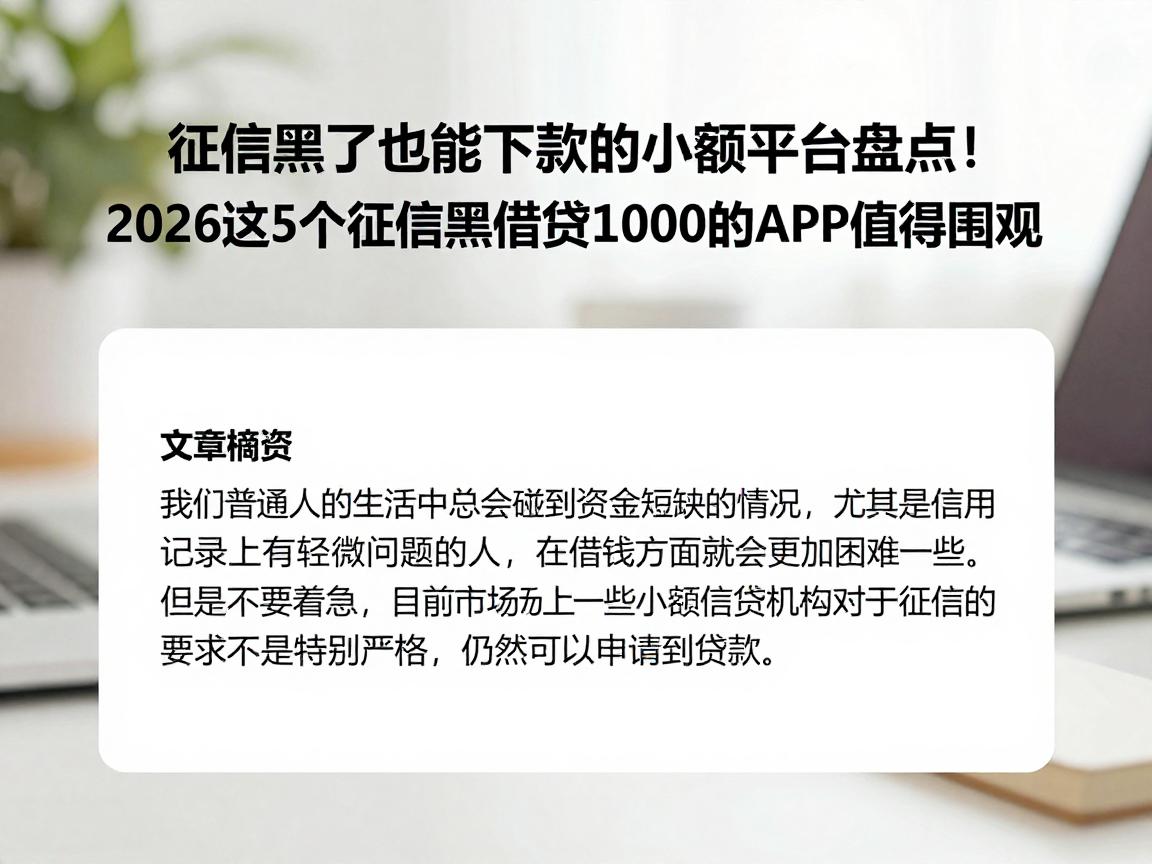 征信黑了也能下款的小额平台盘点！2026这5个征信黑借钱1000的APP值得围观