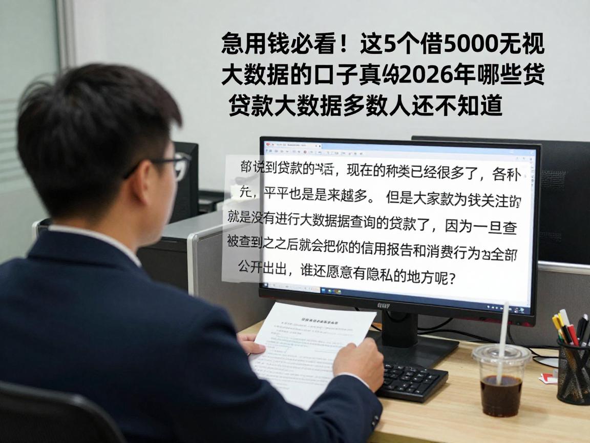 急用钱必看！这5个借5000无视大数据的口子真给力，2026年哪些贷款不查大数据多数人还不知道